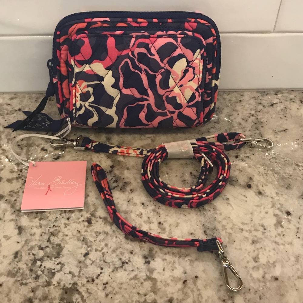 VERA BRADLEY Breast Cancer Support Floral On The Square Wristlet Crossbody